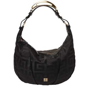 Pre Owned Givenchy Black Monogram Canvas and Leather Hobo