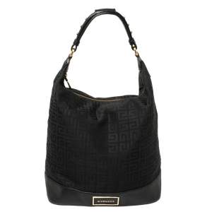 Pre Owned Givenchy Black Monogram Canvas and Leather Bucket Hobo