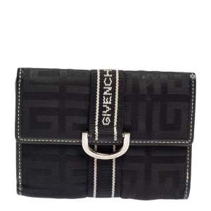 Givenchy Black Monogram Fabric and Leather French Wallet