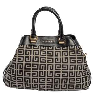 Pre Owned Givenchy Black/White Monogram Canvas and Leather Tote