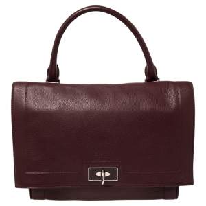 Pre Owned Givenchy Burgundy Leather Small Shark Top Handle Bag