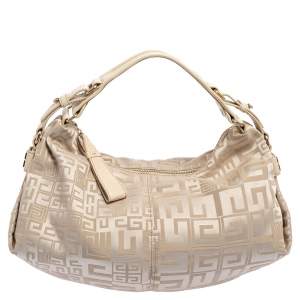 Pre Owned Givenchy Beige Monogram Canvas and Leather Hobo