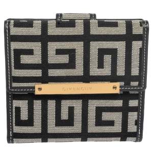 Pre Owned Givenchy Grey/Black Monogram Canvas Compact Wallet