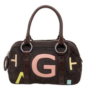 Givenchy Brown Suede and Leather Zip Boston Bag