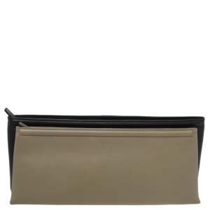 Givenchy Black/Olive Green Leather Double Zip Clutch