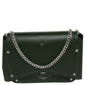 Pre Owned حقيبة كروس جيفنشي جلد خضراء بقلاب قصة 