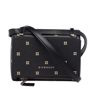 Givenchy Black Printed Leather Mini Pandora Box Shoulder Bag