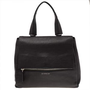 Pre Owned Givenchy Black Leather Medium Pandora Pure Flap Top Handle Bag