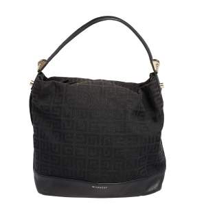 Pre Owned Givenchy Black Monogram Canvas And Leather Hobo