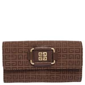 Pre Owned Givenchy Brown Monogram Canvas Long Trifold Wallet