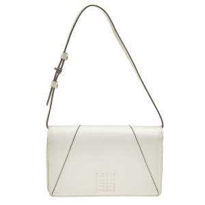 Givenchy White Leather Logo Flap Shoulder Bag