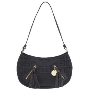 Givenchy Black Canvas And Leather Tassel Shoulder Bag