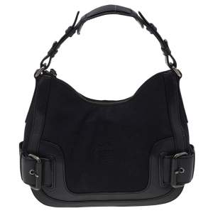 Givenchy Black Leather And Canvas Buckle Hobo