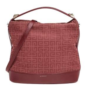 Pre Owned Givenchy Burgundy Monogram Canvas and Leather Hobo