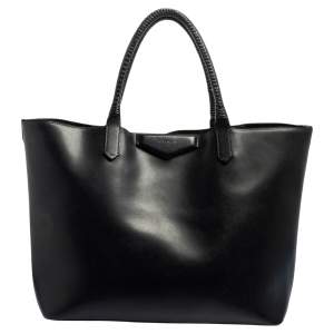 Pre Owned Givenchy Black Leather Antigona Shopper Tote