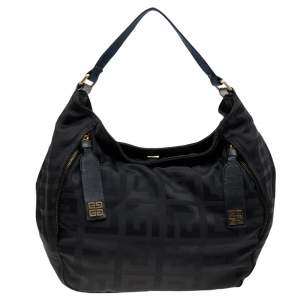 Pre Owned Givenchy Black Signature Nylon and Leather Hobo