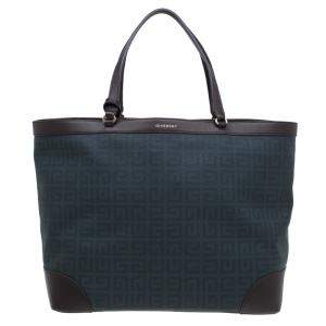 Pre Owned Givenchy Brown/Black Coated Canvas and Leather Shopper Tote