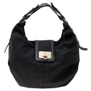 Pre Owned Givenchy Black Monogram Nylon and Leather Hobo