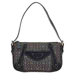 Givenchy Black Monogram Canvas And Leather Shoulder Bag