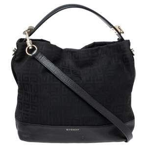 Pre Owned Givenchy Black Monogram Canvas and Leather Hobo