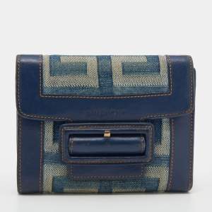 Givenchy Blue Denim an Leather Trifold Wallet