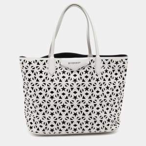 Givenchy White Perforated Leather Small Star Antigona Tote