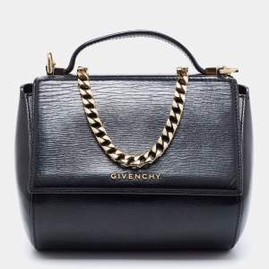 Pre Owned Givenchy Black Leather Mini Pandora Box Crossbody Bag