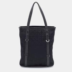 Pre Owned Givenchy Black Monogram Nylon and Leather Tote