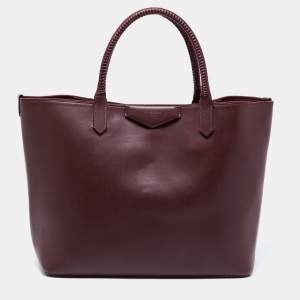 Givenchy Burgundy Leather Antigona Whipstitch Handle Tote 
