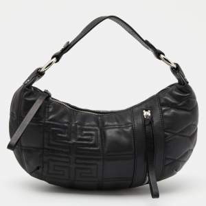 Pre Owned Givenchy Black Monogram Quilted Leather Hobo