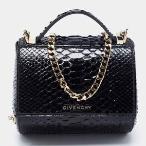 Givenchy Black Python Mini Pandora Box Crossbody Bag