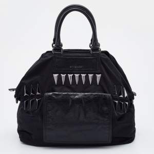 Pre Owned Givenchy Black Nylon and Leather Studded Tote