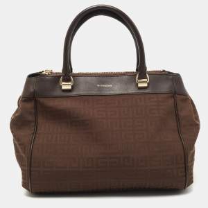 Givenchy Dark Brown Monogram Canvas and Leather Double Zip Tote 