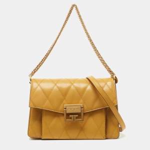 Pre Owned Givenchy Mustard Leather GV3 Shoulder Bag