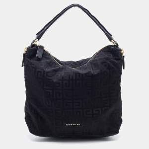Pre Owned Givenchy Black Monogram Nylon and Leather Hobo