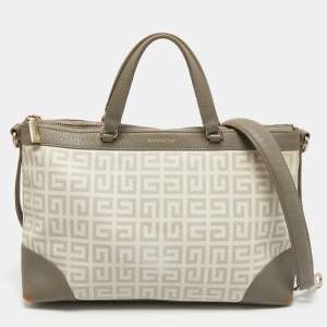 Givenchy White/Grey Monogram Coated Canvas and Leather Tote