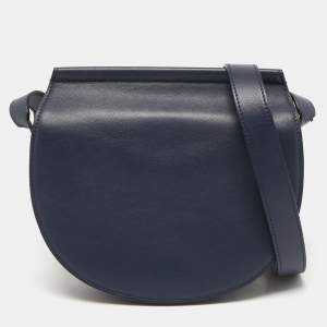 Pre Owned Givenchy Navy Blue Leather Mini Infinity Saddle Bag