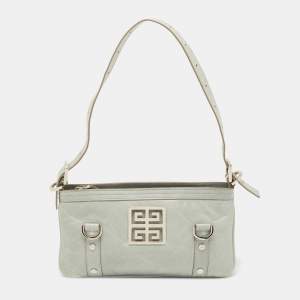 Givenchy Light Blue Leather Logo Baguette Bag