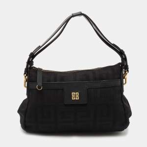Pre Owned Givenchy Black Signature Fabric Logo Shoulder Bag