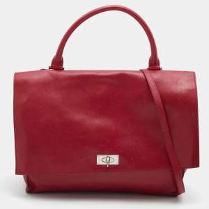 Givenchy Red Leather Shark Tooth Top Handle Bag