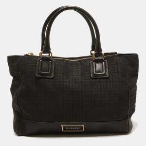 Givenchy Black Signature Canvas and Leather Double Zip Tote