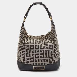 Givenchy Black/Grey Monogram Canvas and Leather Hobo