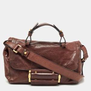 Givenchy Dark Brown Leather Buckle Flap Top Handle Bag