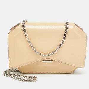 Givenchy Beige Patent Leather Bow Cut Chain Clutch