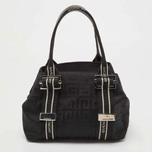Pre Owned Givenchy Black Monogram Nylon and Leather Tote