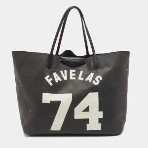 Pre Owned Givenchy Black Coated Canvas and Leather Favelas 74 Tote