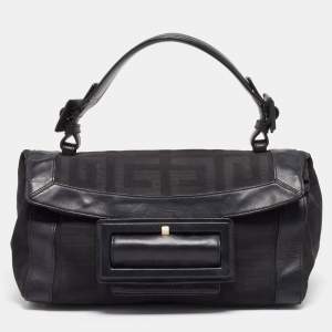 Givenchy Black Monogram Canvas and Leather Top Handle Bag