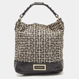 Givenchy Black/Grey Monogram Canvas and Leather Hobo