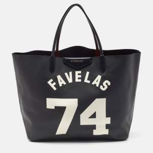 Pre Owned Givenchy Black Coated Canvas and Leather Favelas 74 Shopper Tote