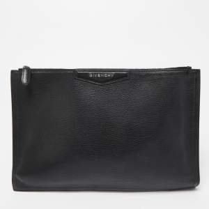 Givenchy Black Leather Antigona Zip Clutch